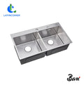 Fregadero Doble Tina Acero Inoxidable Sobre Tope Plateado