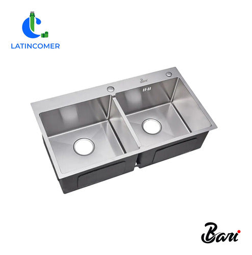 Fregadero Doble Tina Acero Inoxidable Sobre Tope Plateado