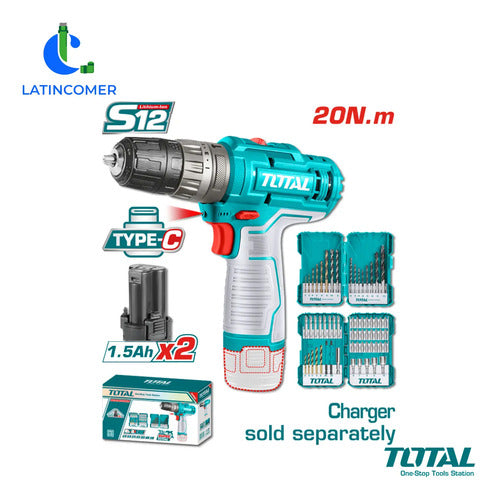 Taladro Inalámbrico 12v, 20nm, 1500rpm - Total Azul Petróleo