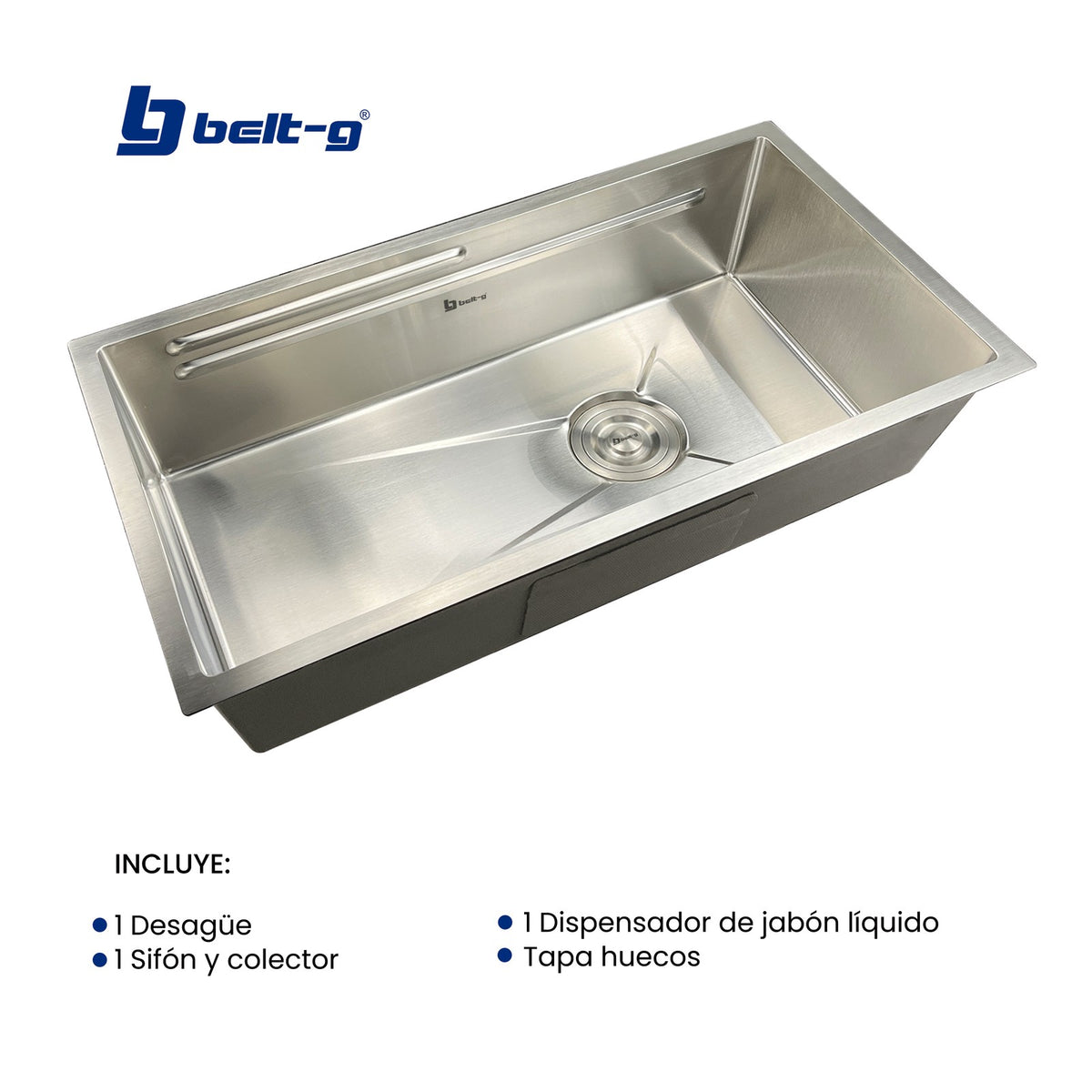 Belt-G Fregadero 82x45 una tina bajo tope acero inoxidable FRE-0004
