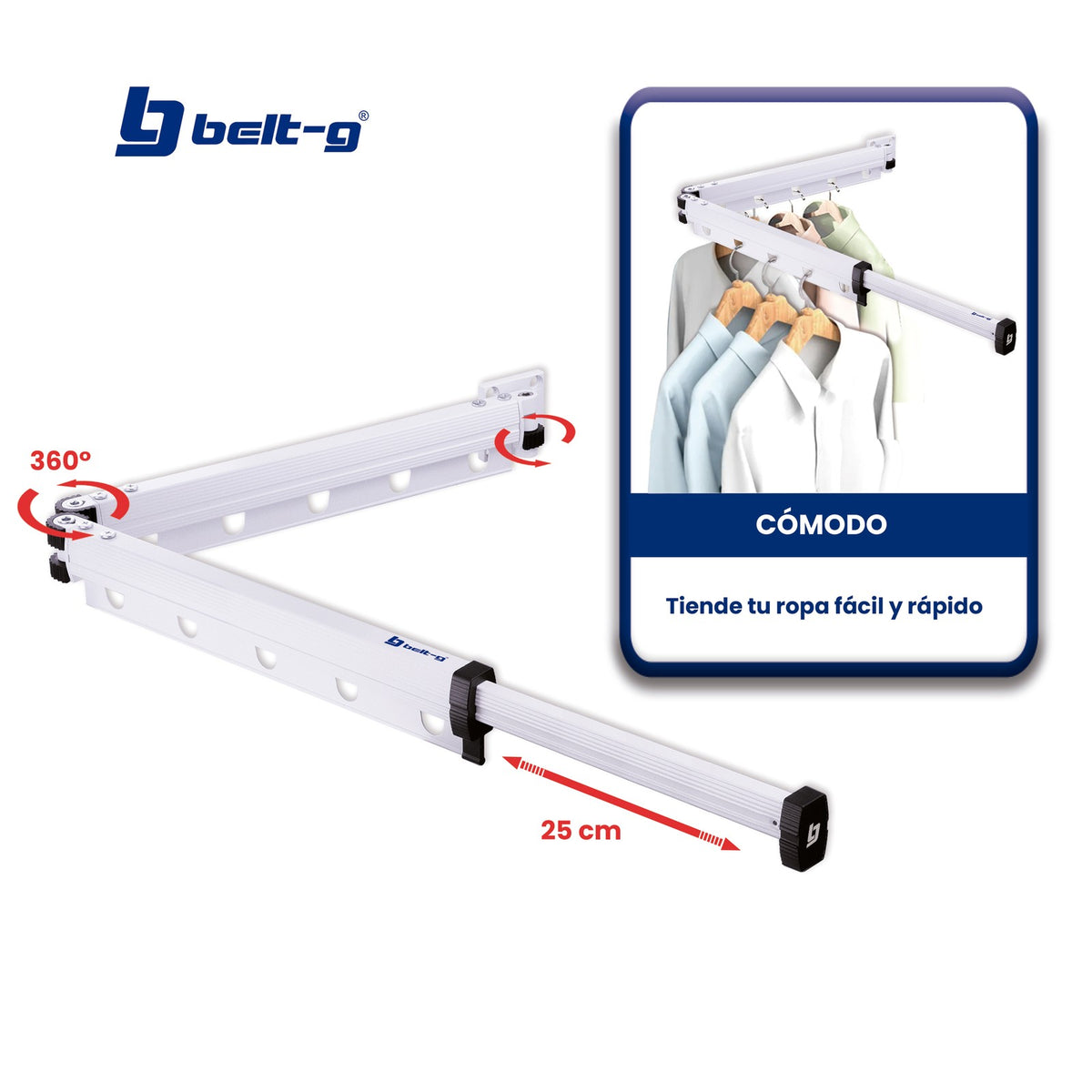 Belt-G Tendedero plegable de aluminio 92 cm GRI-0310