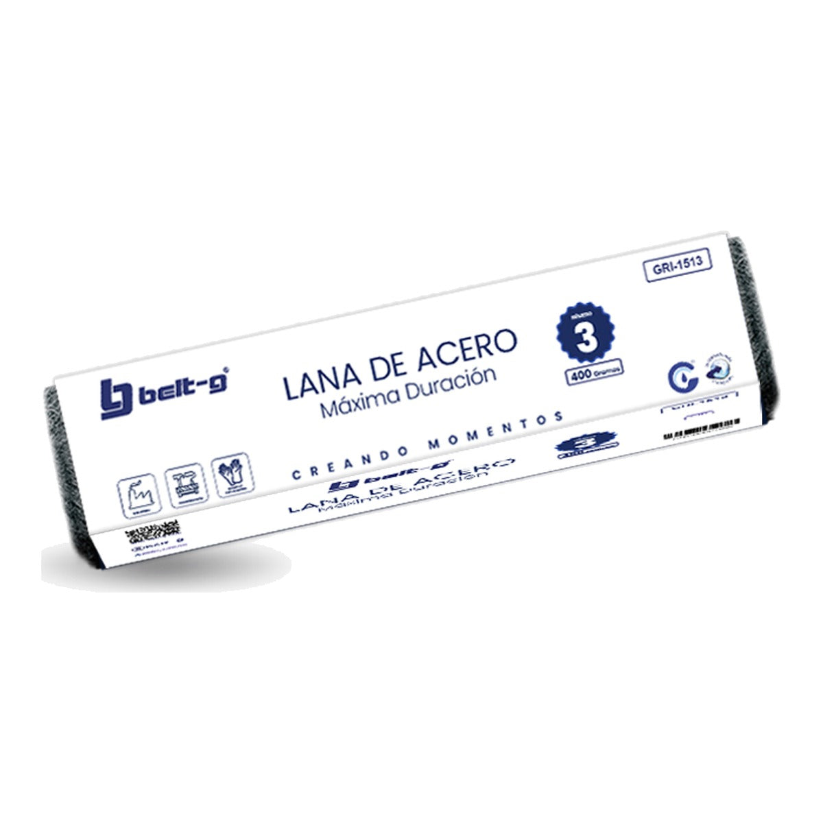 Belt-G Lana de acero 400 g NO.3 GRI-1513