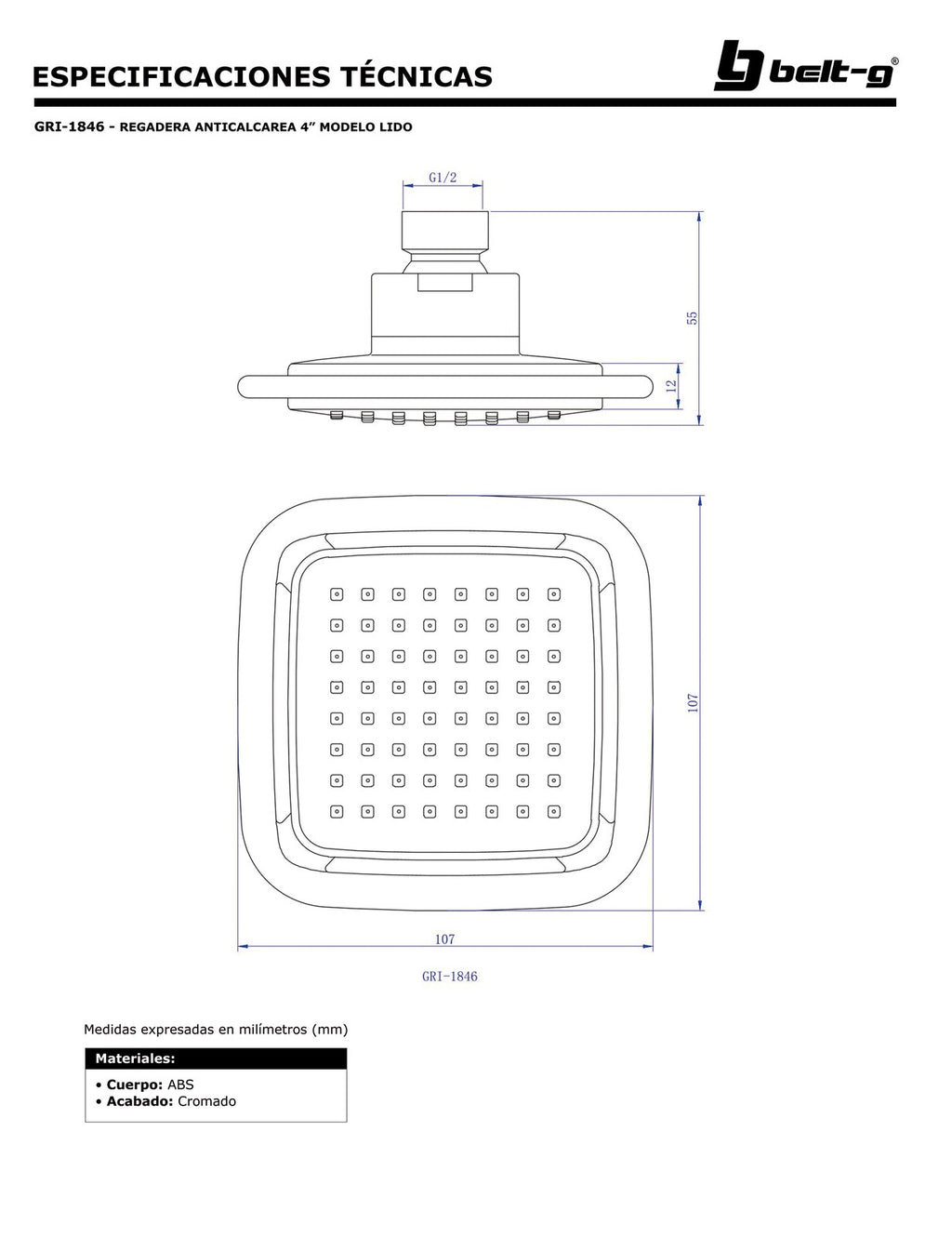 Belt-G Regadera anticalcárea 4 modelo lido GRI-1846