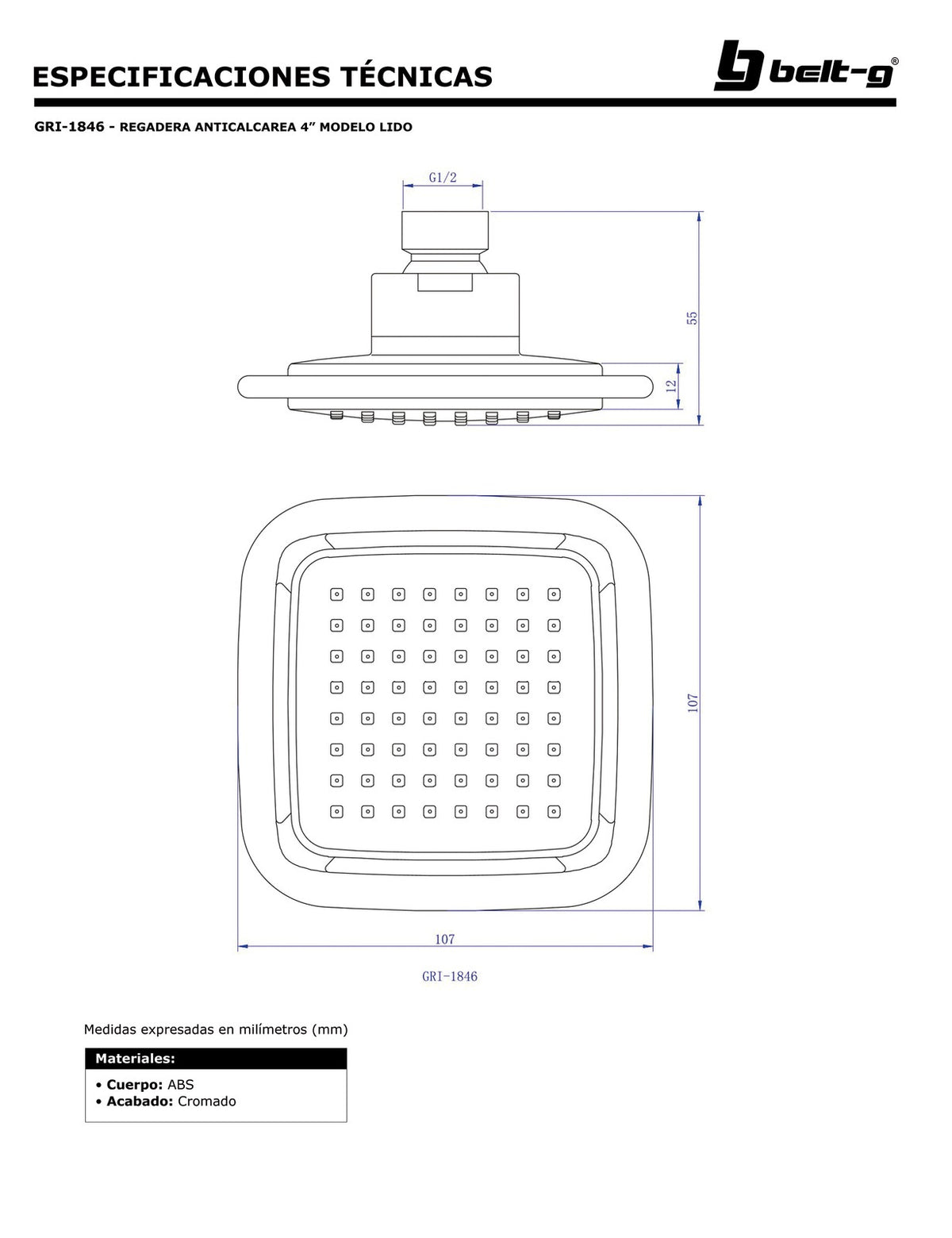 Belt-G Regadera anticalcárea 4 modelo lido GRI-1846