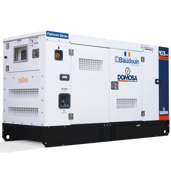 Planta eléctrica Domosa 103 kVA trifásica insonora, motor Baudouin