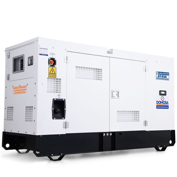Planta eléctrica Domosa 69 kVA monofásica insonora, motor Baudouin