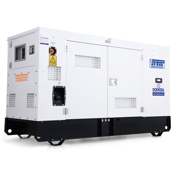 Planta eléctrica Domosa 69 kVA trifásica insonora, motor Baudouin