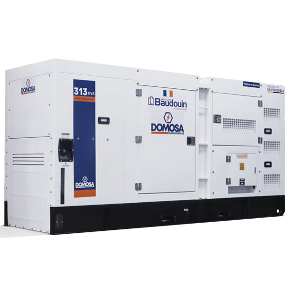 Planta eléctrica Domosa 313 kVA trifásica insonora, motor Baudouin