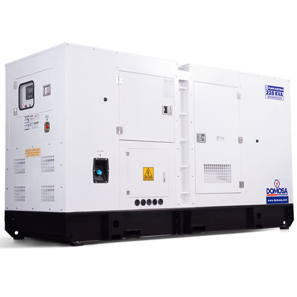 Planta eléctrica Domosa 220 kVA trifásica insonora, motor Baudouin