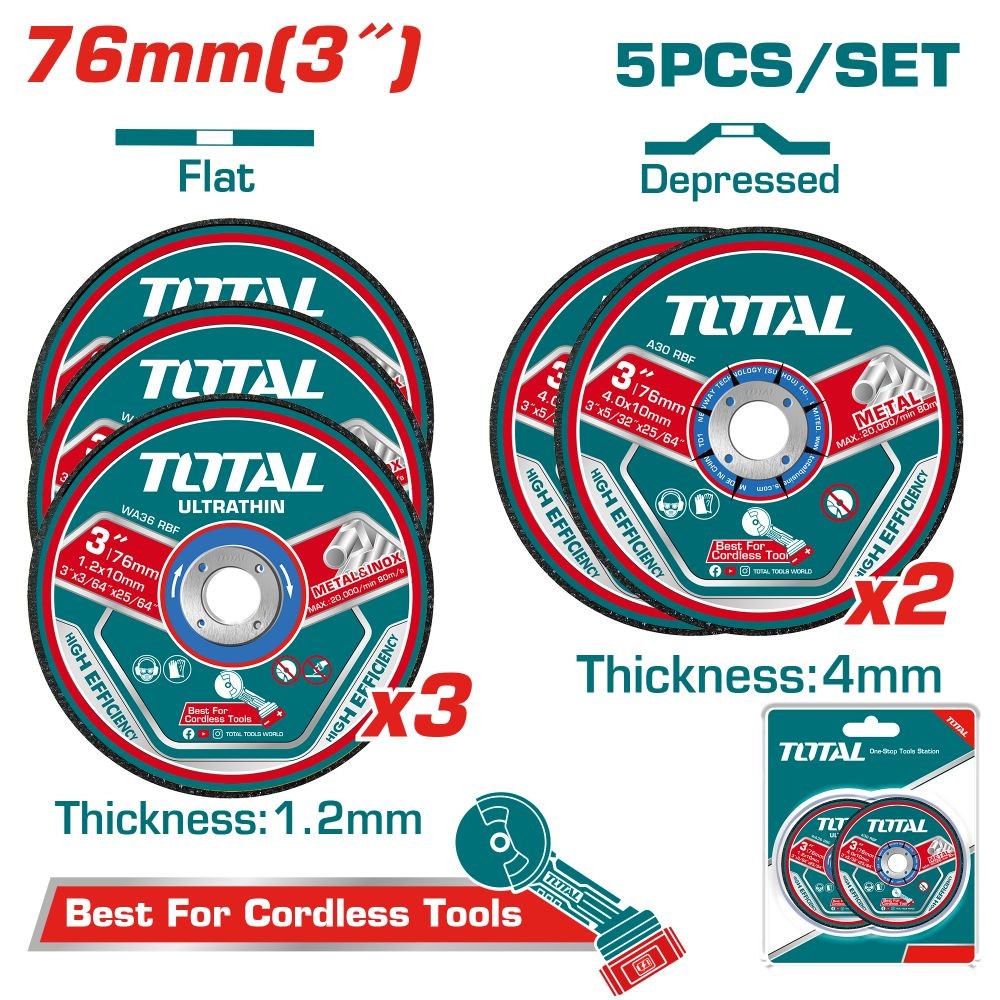 Total Juego de disco de corte metal 5 piezas TAC303768