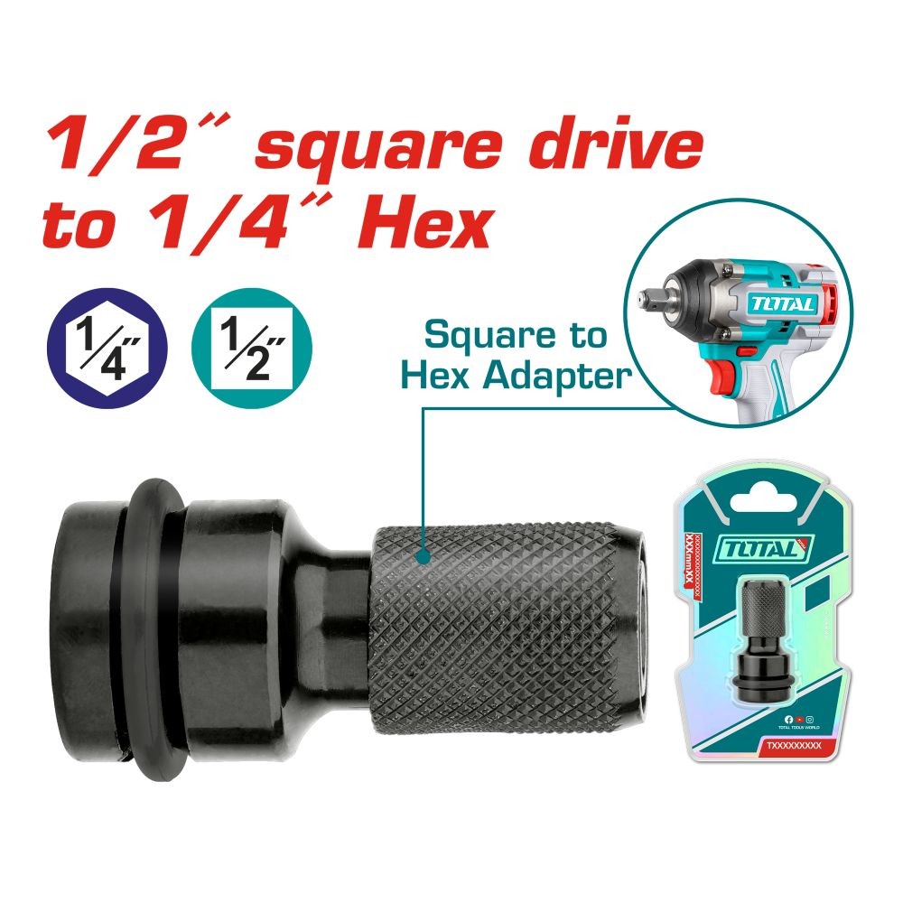 Total Adaptador de cuadrado a hexágono 1/2-1/4 TAC60501