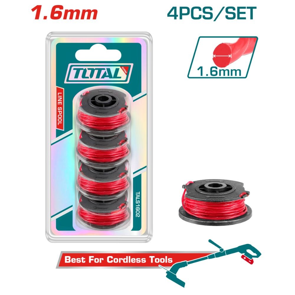 Total Carrete de hilo para cortadora de césped 1.6 mm 5 m 4 piezas TALS1602