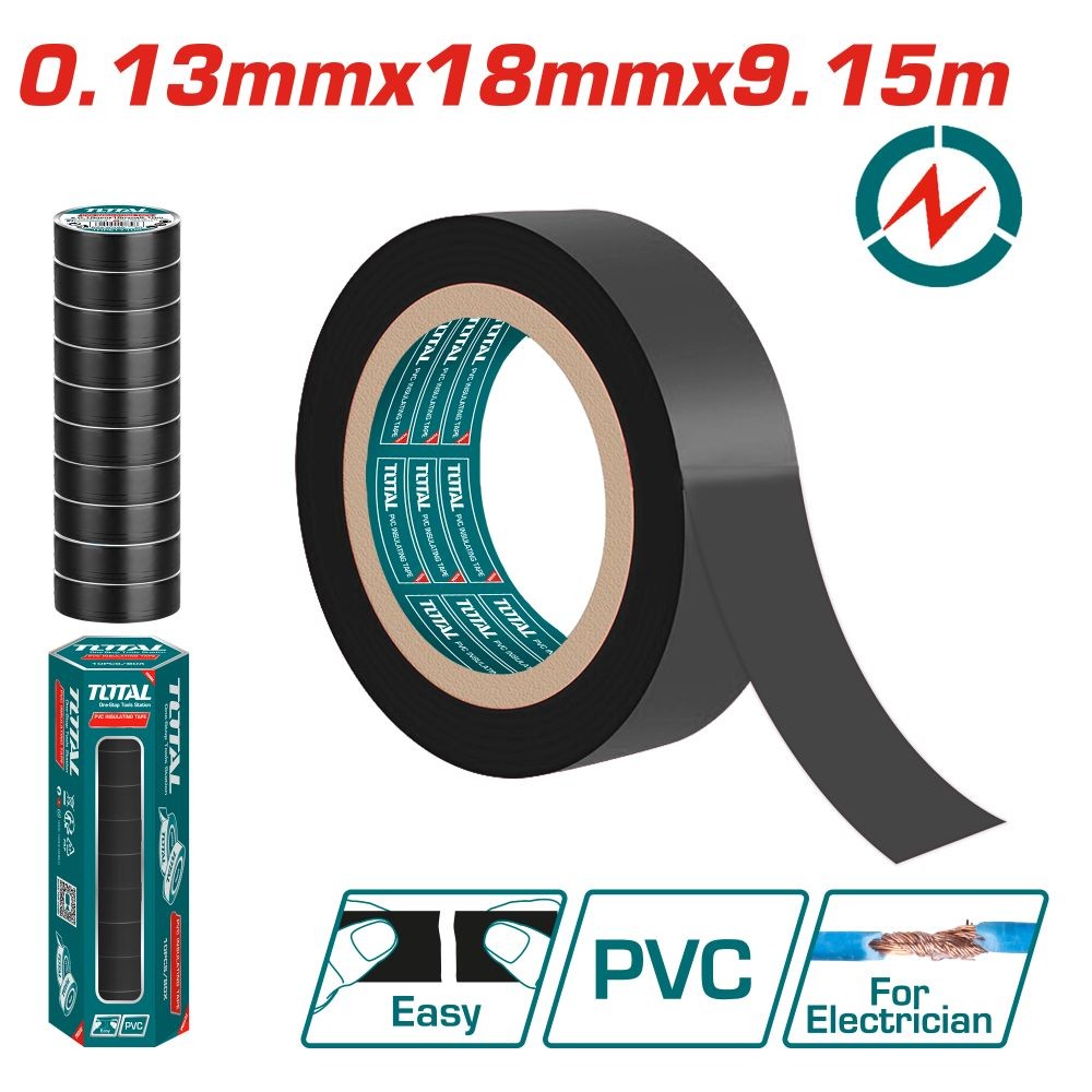 Total Teipe negro 9.15 m espesor 0.13 mm THPET1103