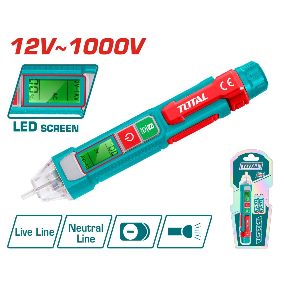 Total Detector de voltaje 12 V/1000 V 50/60 Hz THT210003