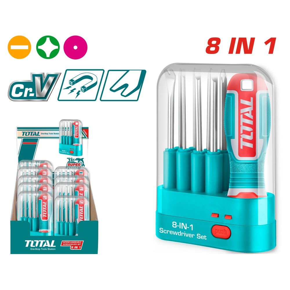Total Juego de destornilladores intercambiables 9 piezas THT250906