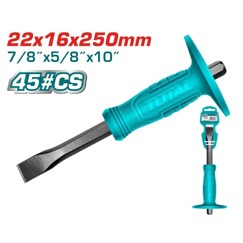 Total Cincel de acero al carbón 250 mm THT4211026 (Cabeza 22 mm mango 16 mm)