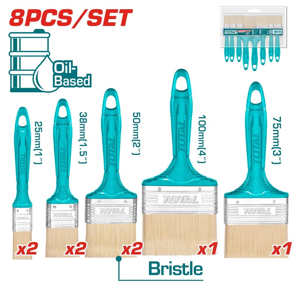 Total Juego de brochas de 8PZAS THT8450801 (2PCS 1, 2PCS 1.5, 2PCS 2, 3 y 4)