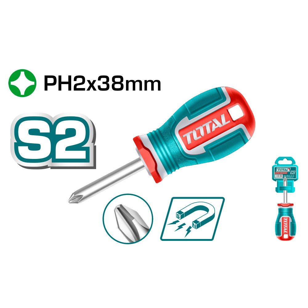 Total Destornillador phillips de estrías s2 PH2 38 mm TSDPH2038