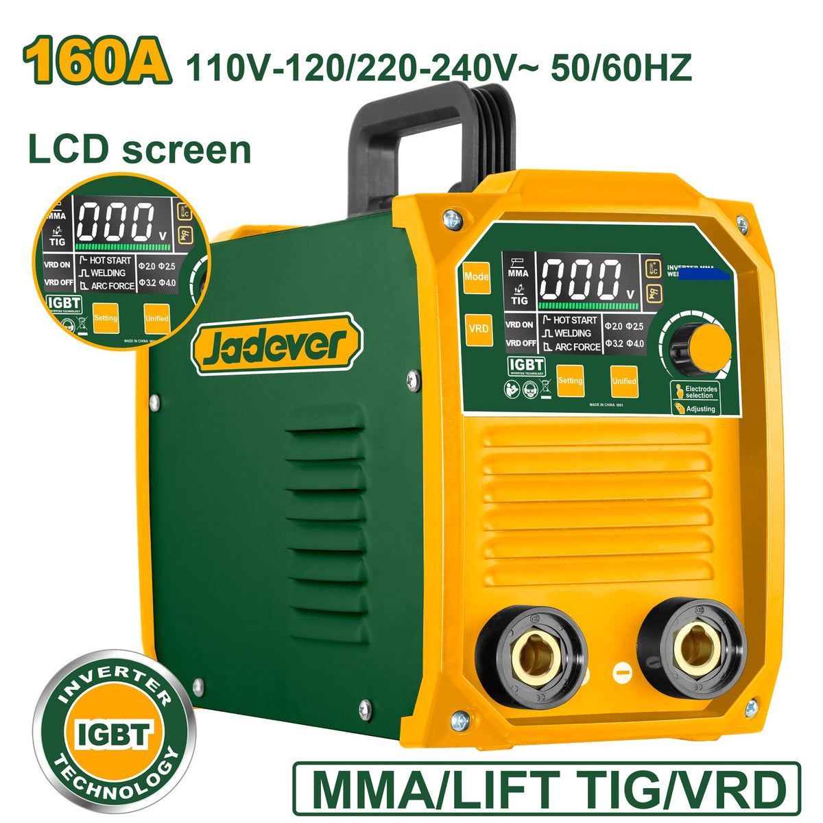 Jadever Máquina de soldar inverter 160 A UJDWD31601