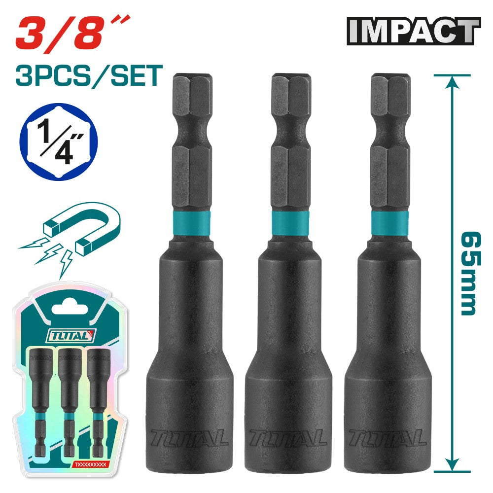 Total Copa hexagonal magnética 3/8 65 mm 3 piezas UTAC271031