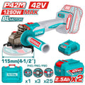 Total Esmeril angular inalámbrico 42 V 1280 W 4 1/2 UTAGLI4128112