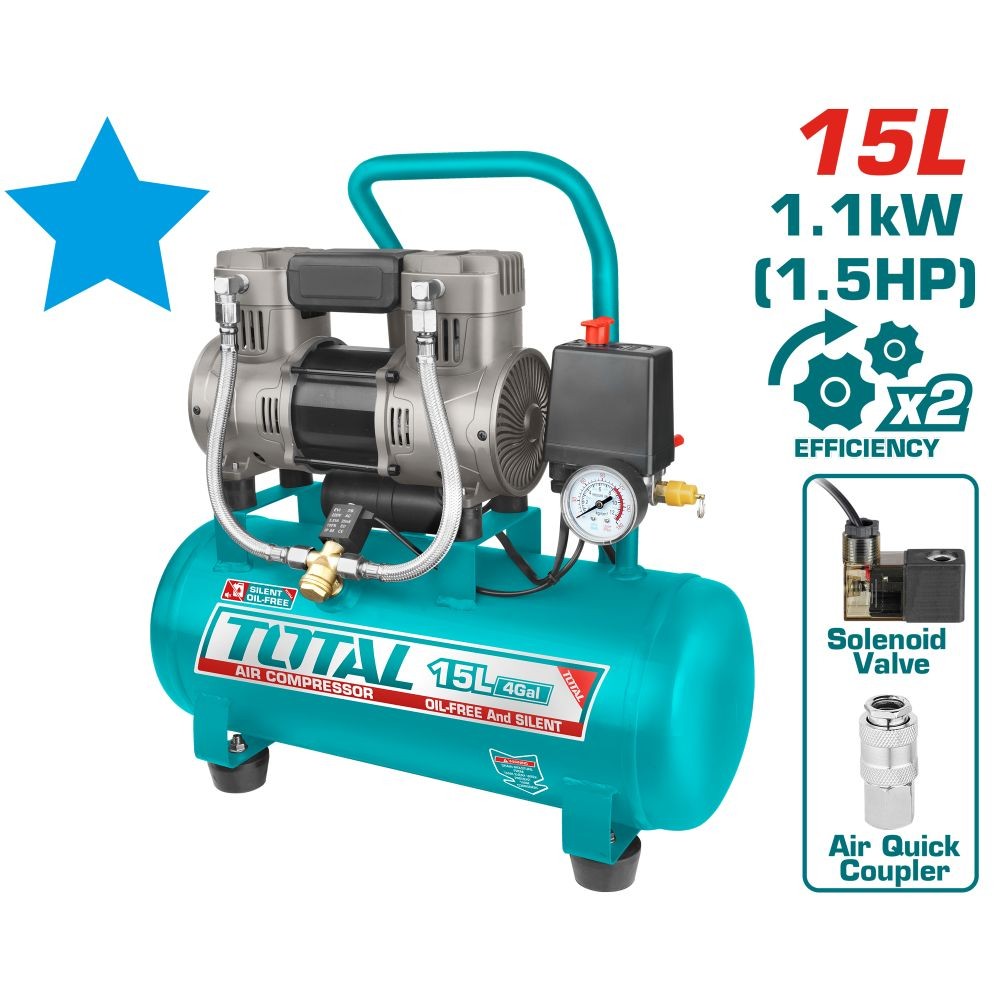 Total Compresor de aire 1100 W (1.5 HP) 3400 rpm 15 L 110 V UTCS1110152