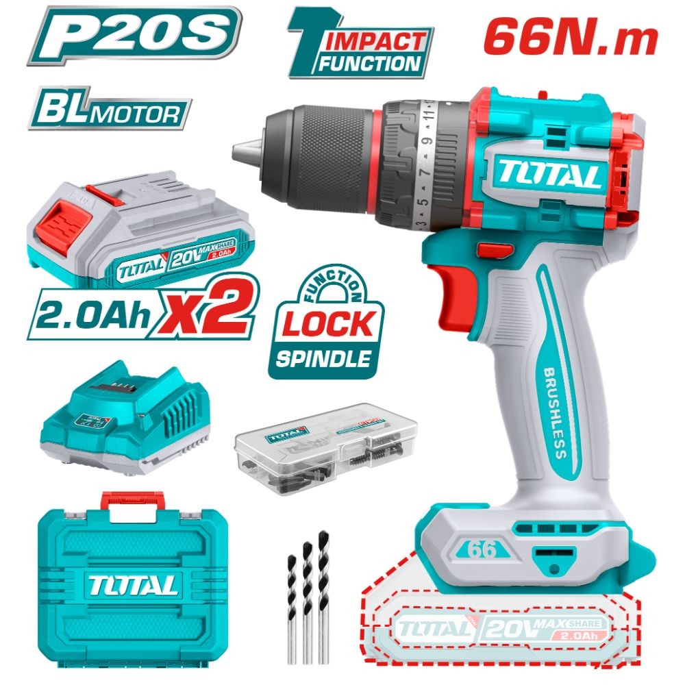 Total Taladro de impacto 20 V 66N.M UTIDLI20668