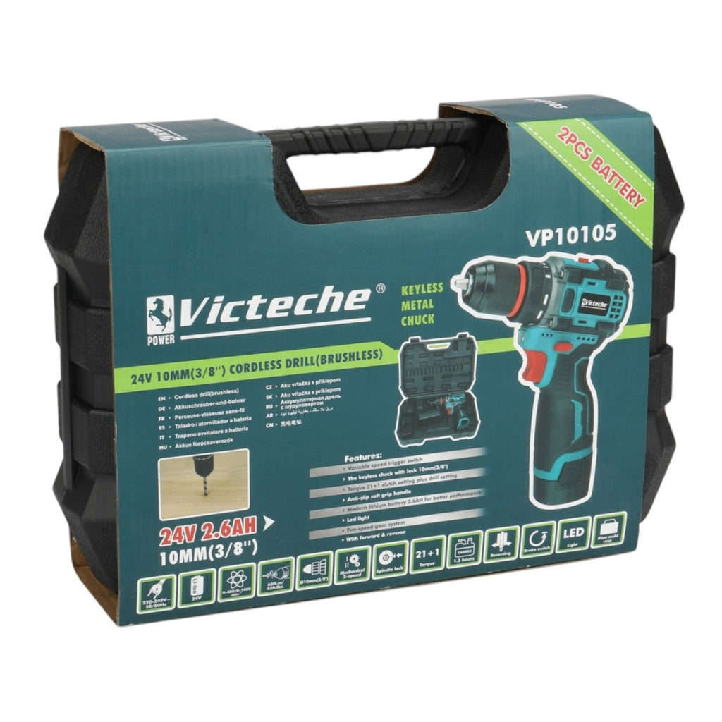 Victeche Taladro inalámbrico 24 V motor brushless VP10105A