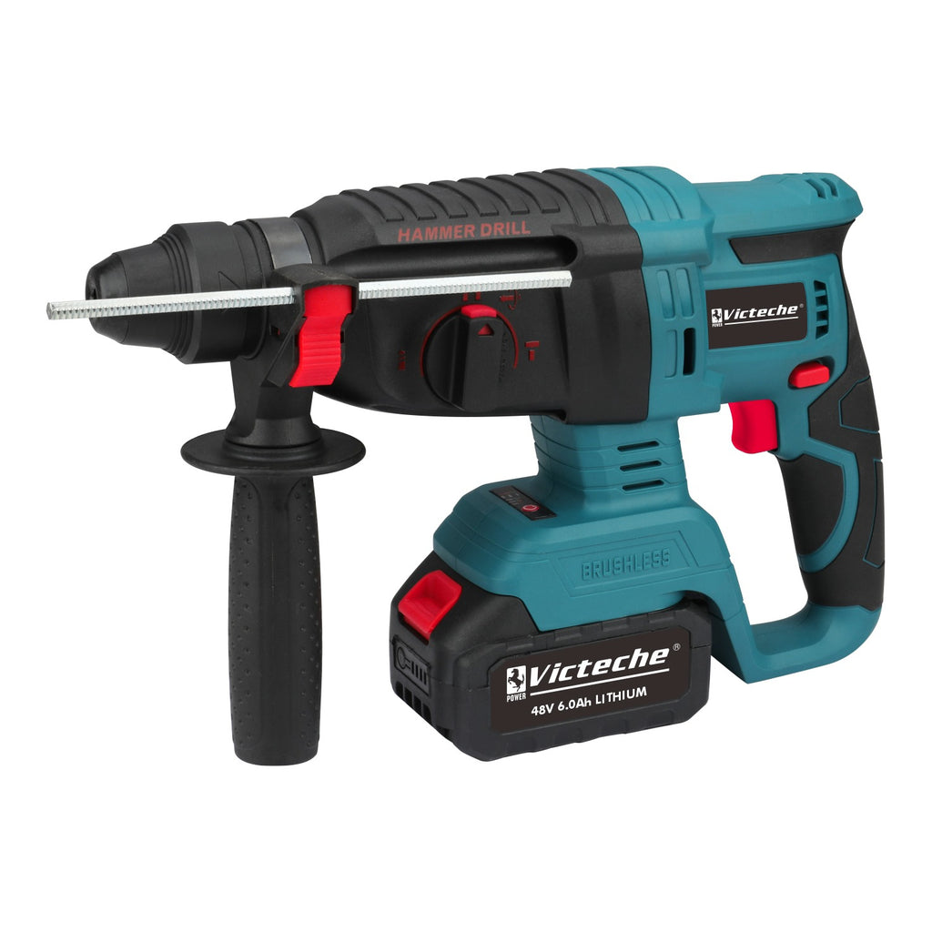 Victeche Rotomartillo inalámbrico 48 V sin carbones 2 baterías y accesorios en maletín VP10126A