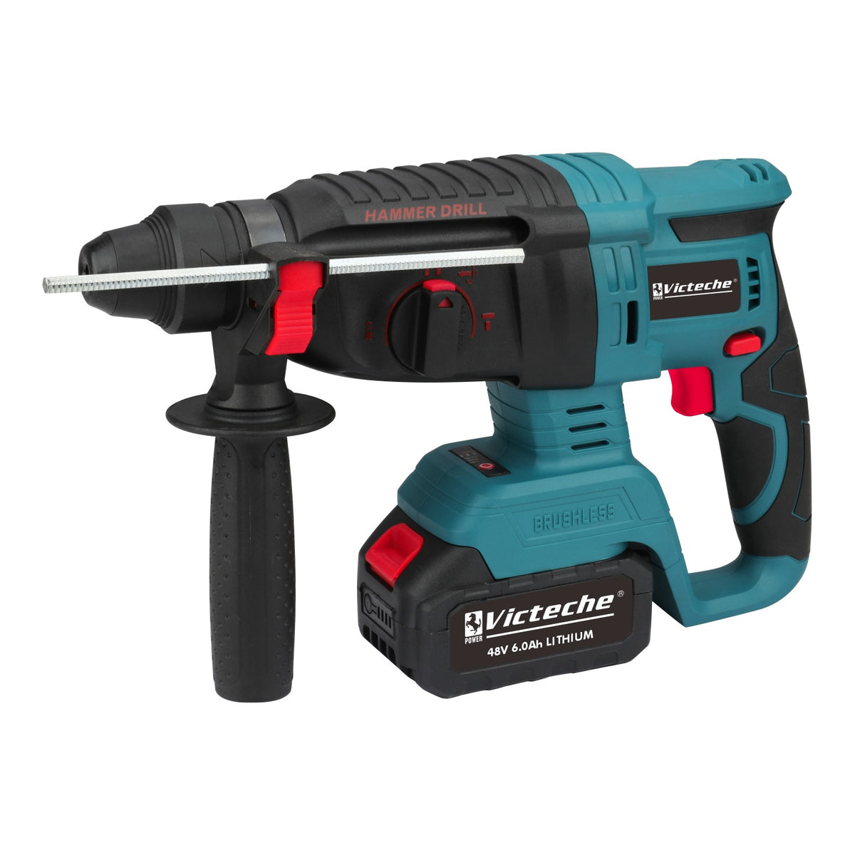 Victeche Rotomartillo inalámbrico 48 V sin carbones 2 baterías y accesorios en maletín VP10126A