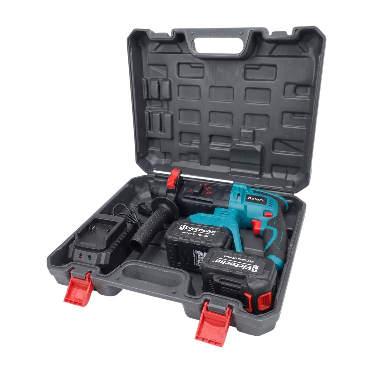 Victeche Rotomartillo inalámbrico 48 V sin carbones 2 baterías y accesorios en maletín VP10126A