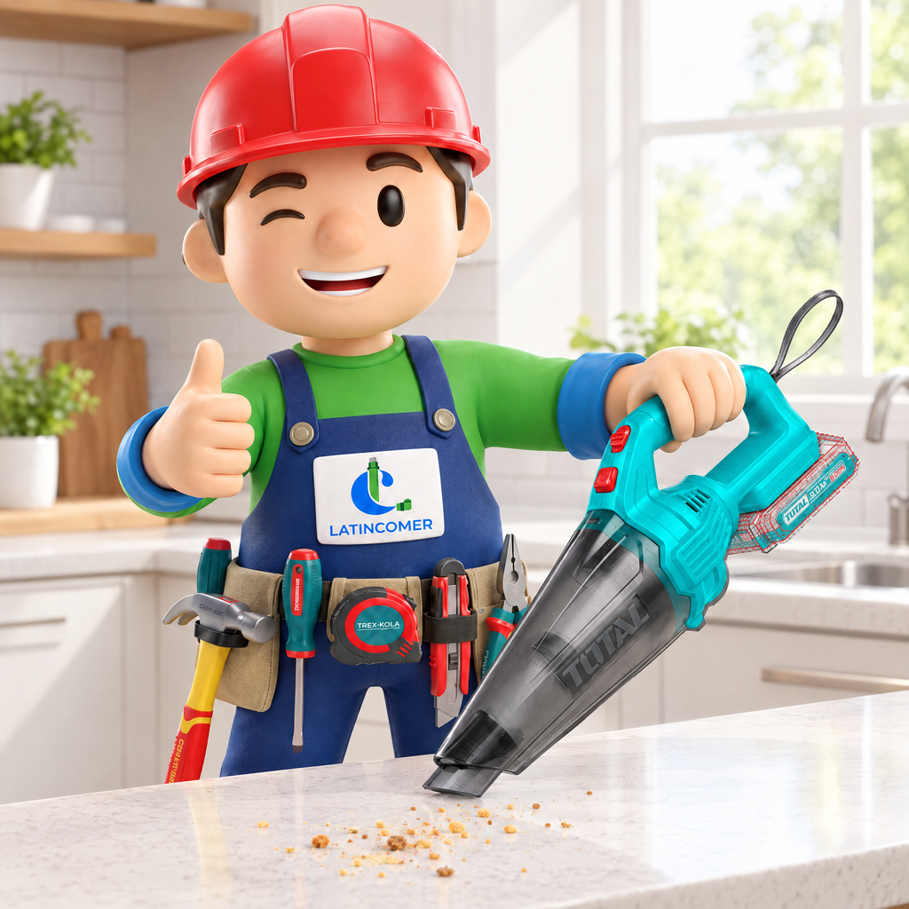 Max de Latincomer con la aspiradora inalámbrica 20V Total en la cocina