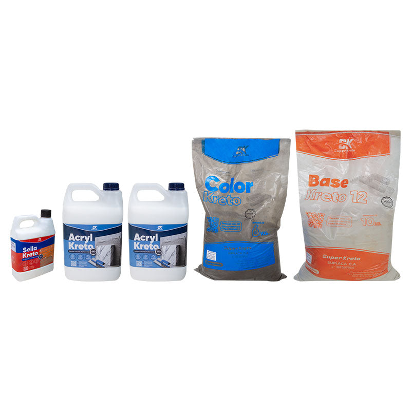 Kit Micro Kreto pared 5 m² Súper Kreto: Sella Kreto, 2 Acryl Kreto, Color Kreto y Base Kreto 12