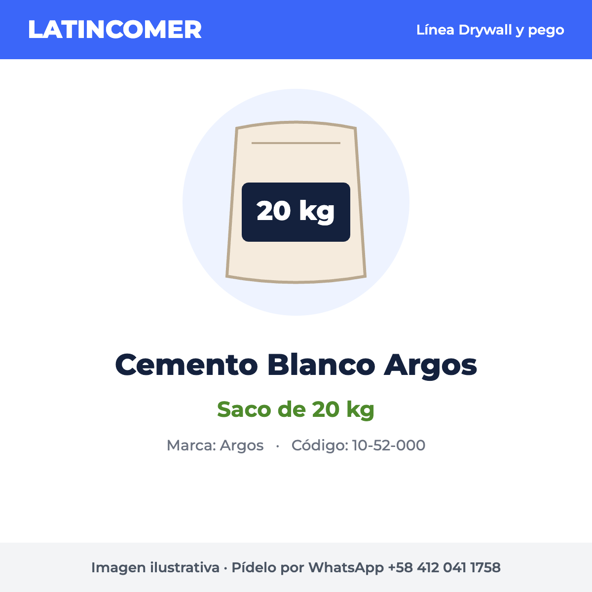 Cemento Blanco Argos Saco 20 kg