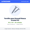 Tornillo para Drywall Rosca Gruesa #6 x 1-1/4'' HJ (50 und)