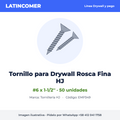 Tornillo para Drywall Rosca Fina #6 x 1-1/2'' HJ (50 und)